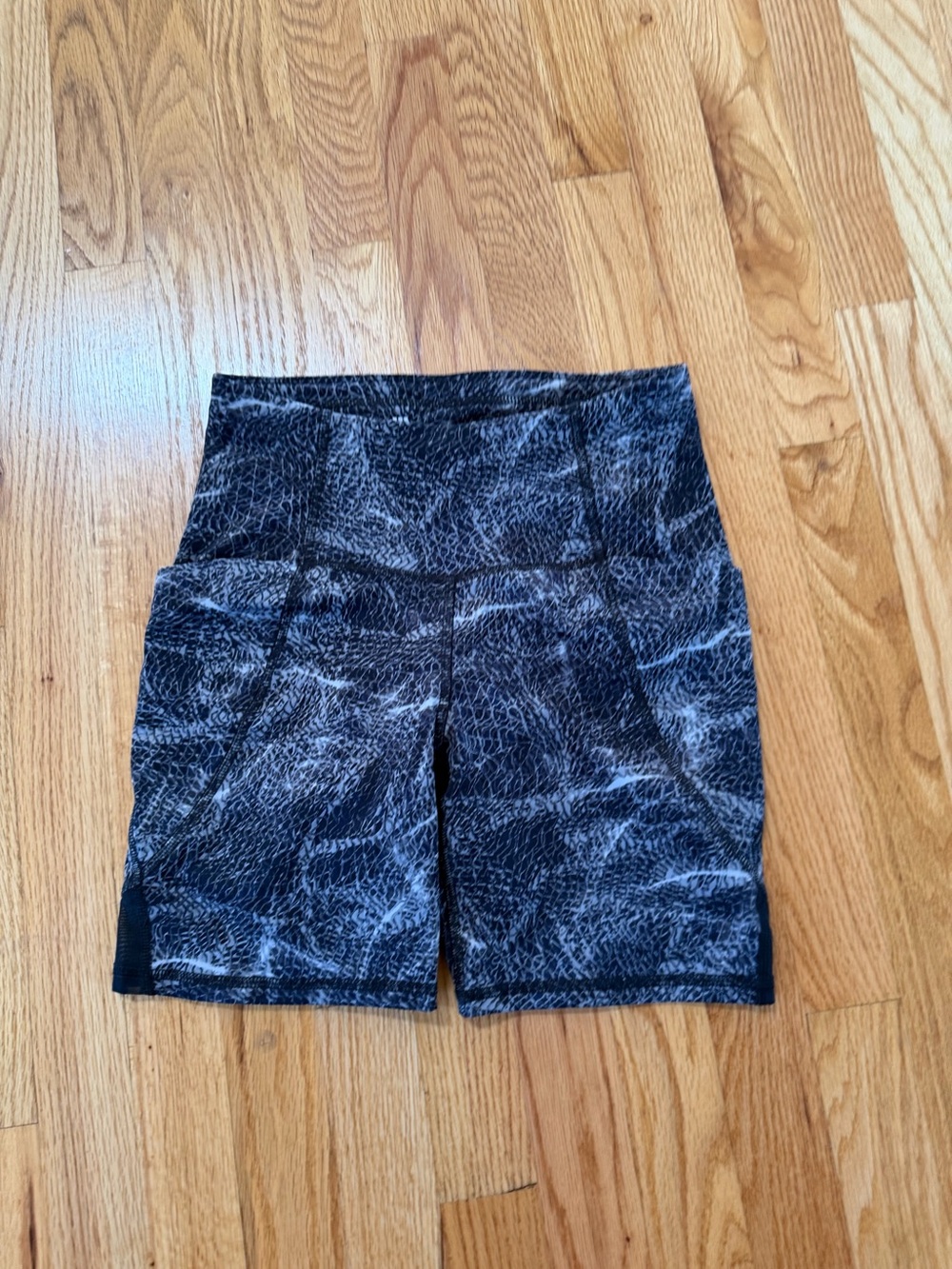 all in motion Black Marbled Bike Shorts with Wide Waistband